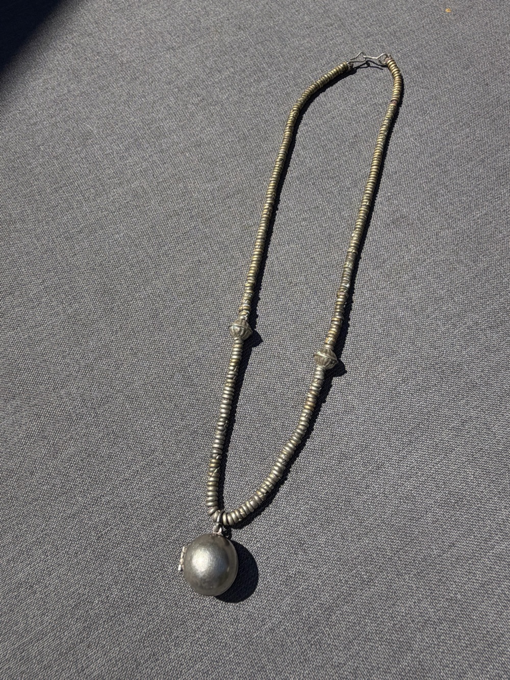 Antique silver ball necklace